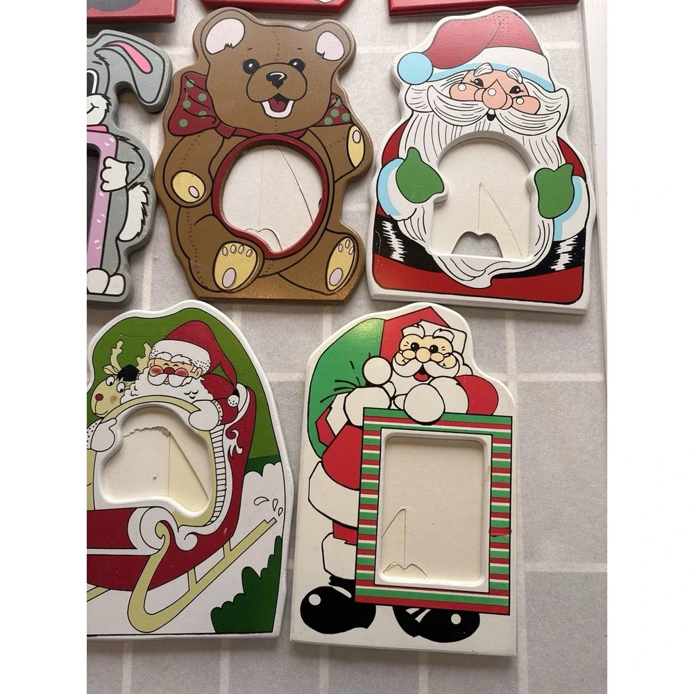 Bundle of 9 Lot 1990's Christmas Holiday Santa Teddy Bear‎ 5x7 Nostalgic Frames